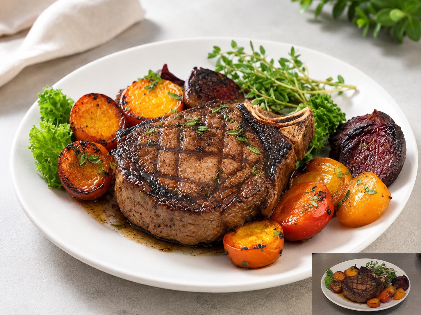 Steak Dinner shown as a polished restaurant food photograph