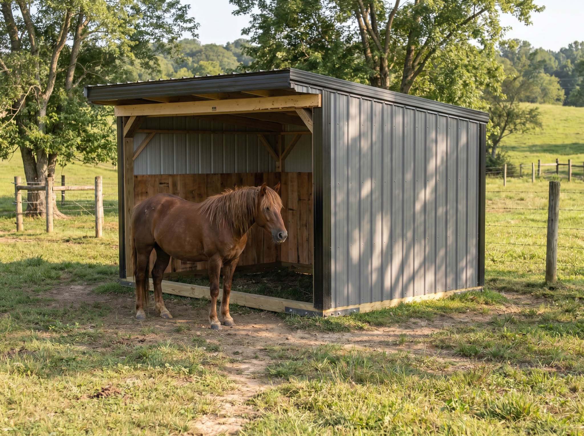 Animal shelter visualized in a pasture setting
